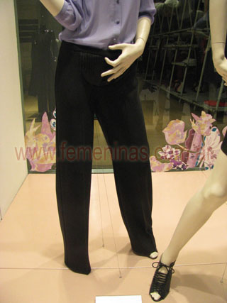 Pantalon negro recto con recorte en cintura con botones MANGO